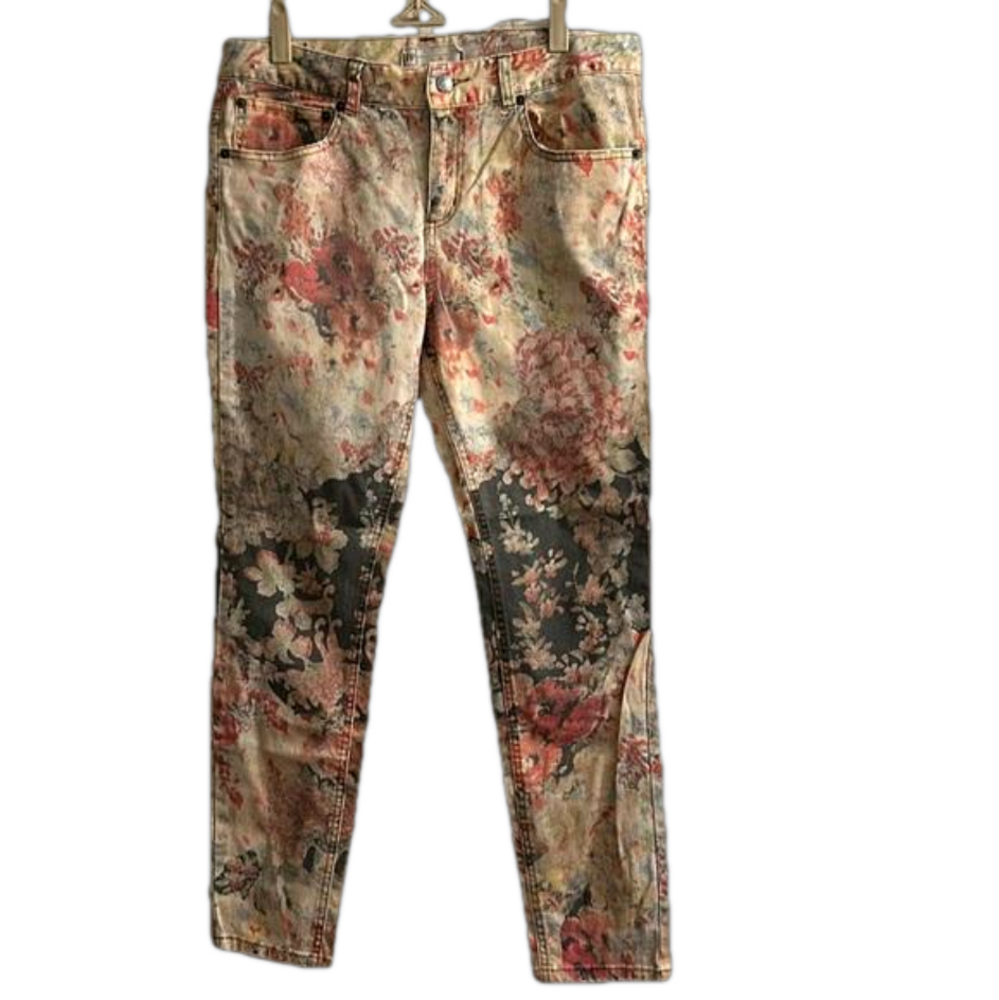 Free People Floral Ankle Jeans - Multicolor